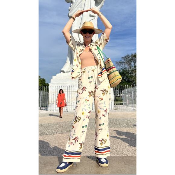 SCOTCH & SODA Multicolored Printed Vacation Themed Loose Gia Pants size Medium - Picture 12 of 14